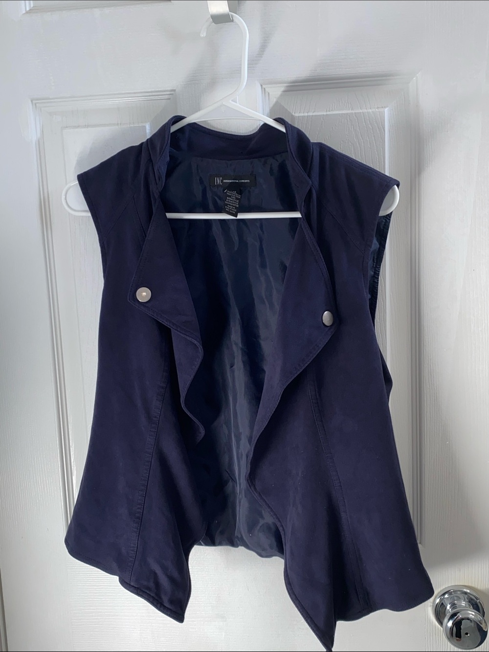 INC Dark Navy Sleeveless Drape Vest
